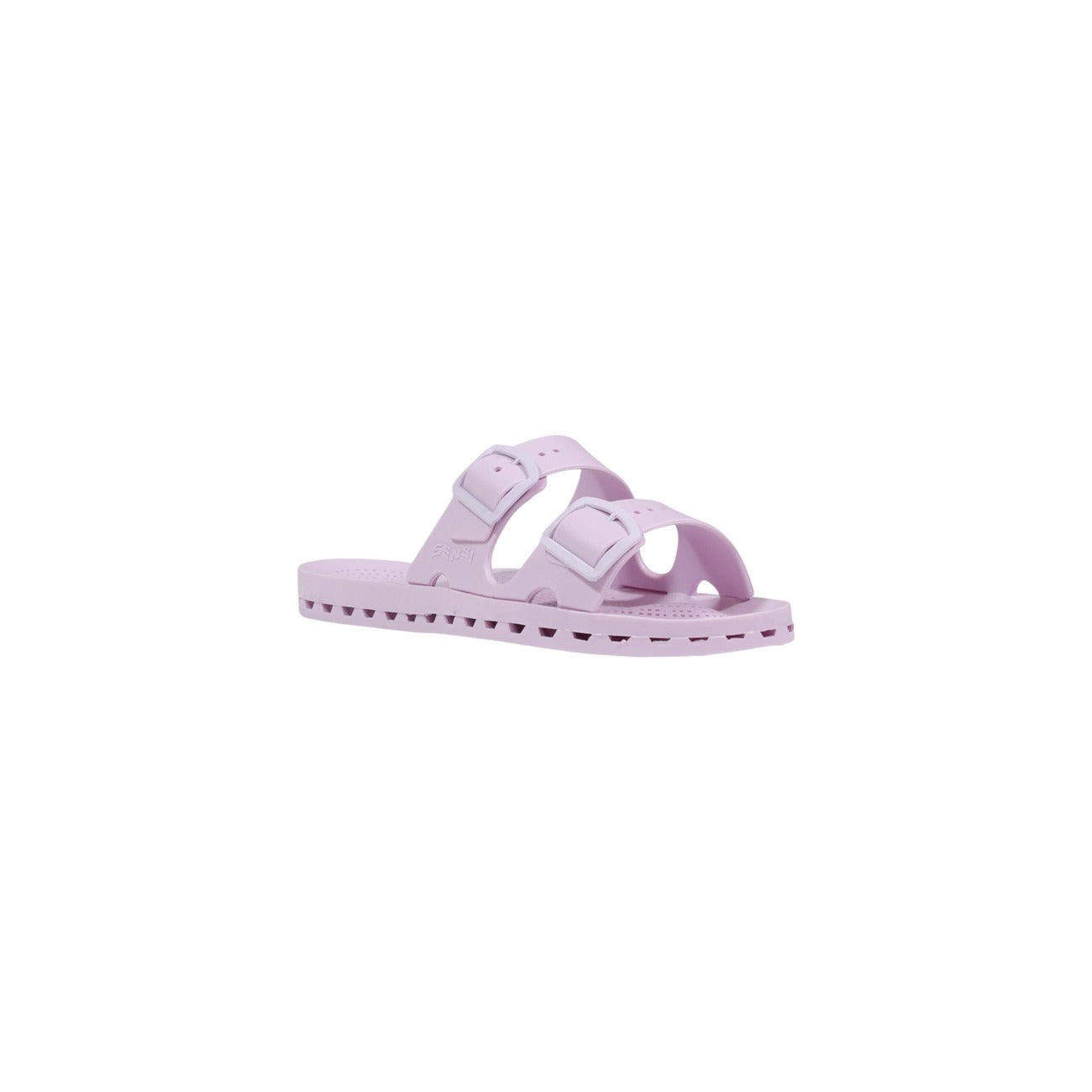 Ciabatte Sensi La Jolla City Donna; 100% PVC. Colore lilla. Suola ergonomica alveolare drenante, doppia fibbia regolabile, altezza 2 cm. Made in Italy, lavabili e ultra-traspiranti. Vista frontale 