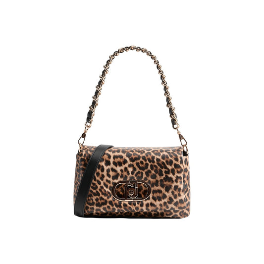 Borsa Liu Jo donna leopardata a tracolla con catena 100% poliuretano - vista frontale

