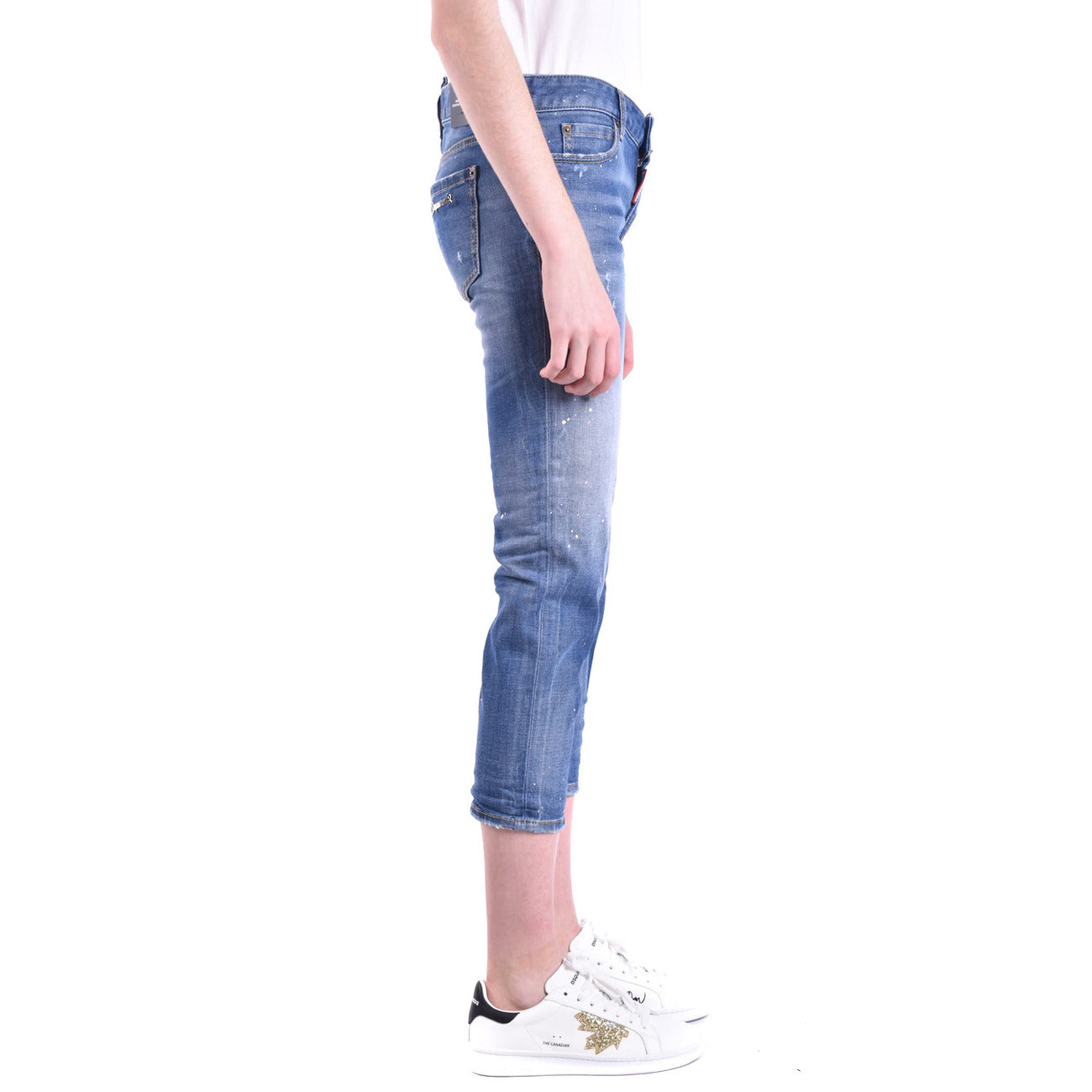 Dsquared2 Jeans Donna Blu con Zip Bottone Tasche Anteriori Posteriori Effetto Consumato in Cotone 98% Elastan 2% Autunno/Inverno V_24670