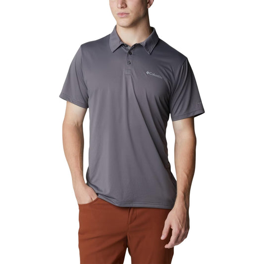 Polo Tecnica Omni-Wick™; maglia jacquard, anti-odore, traspirante. Comfort tecnico per le tue avventure outdoor e la vita in città. Colore grigio. Vista frontale 