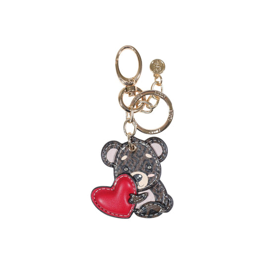Portachiavi Liu Jo Orsetto; Marrone. 100% Poliuretano, dettagli dorati, moschettone e anello inclusi. Design con orsetto e cuore, ideale per personalizzare borse. Accessorio 4 stagioni.
