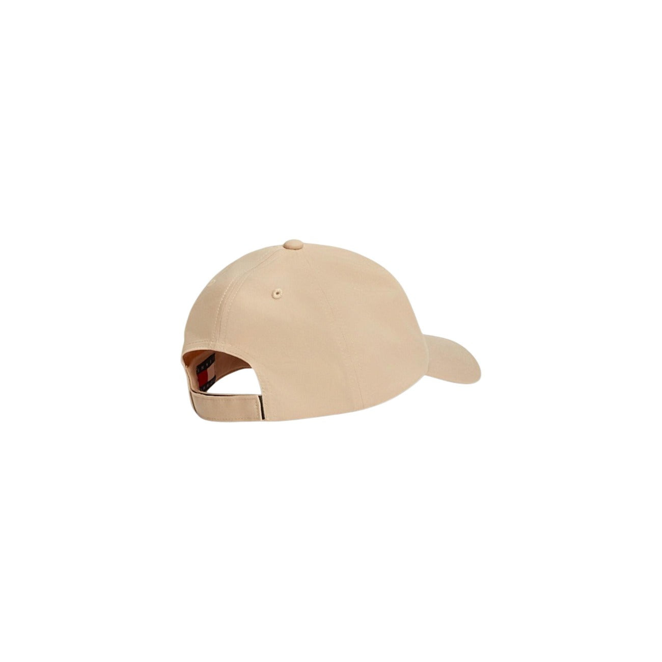 Tommy Jeans Linear Logo Cap; colore beige, 100% cotone, chiusura a strappo. Cappellino in jeans con logo ricamato per uno stile pulito e contemporaneo. Vista posteriore 