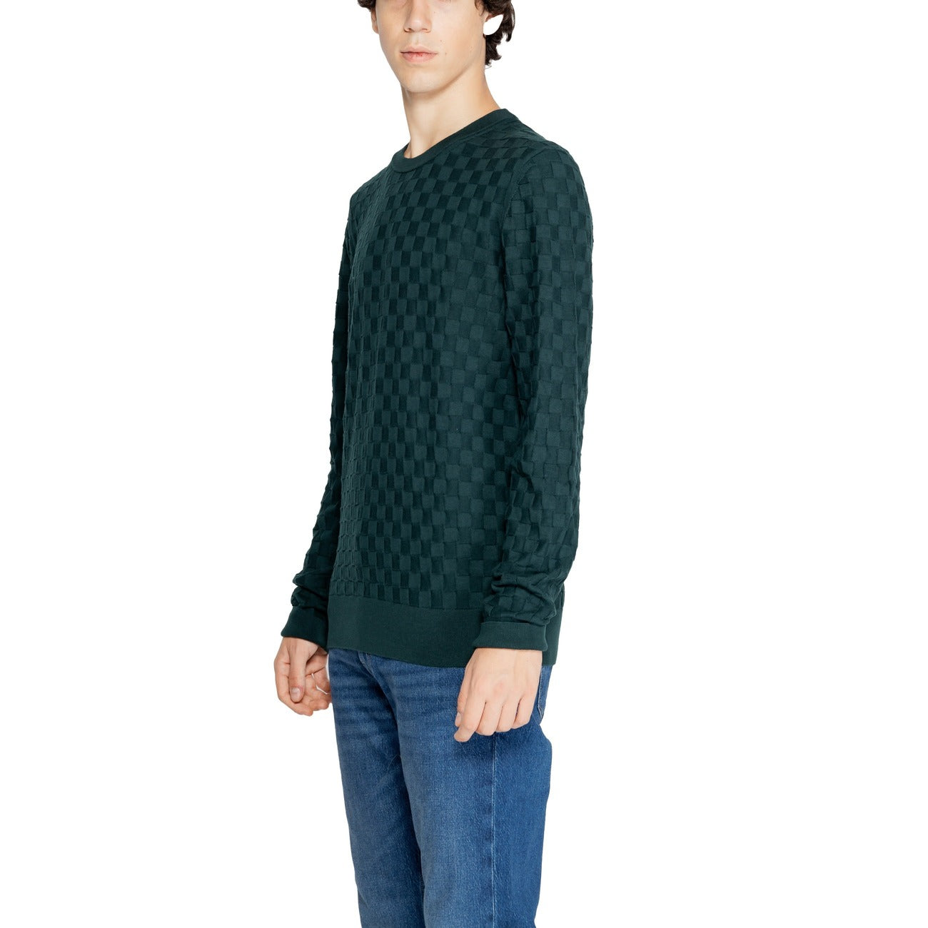 Calvin Klein Maglia Uomo Verde Scollo Tondo Manica Lunga Cotone Lana Autunno Inverno K10K113747