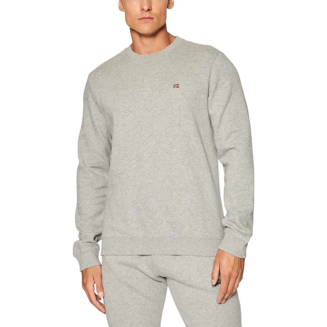 Napapijri Felpa Uomo Grigia con Maniche Lunghe Scollo Tondo in Cotone 80% Poliestere 20% Autunno/Inverno NP0A4FQW1