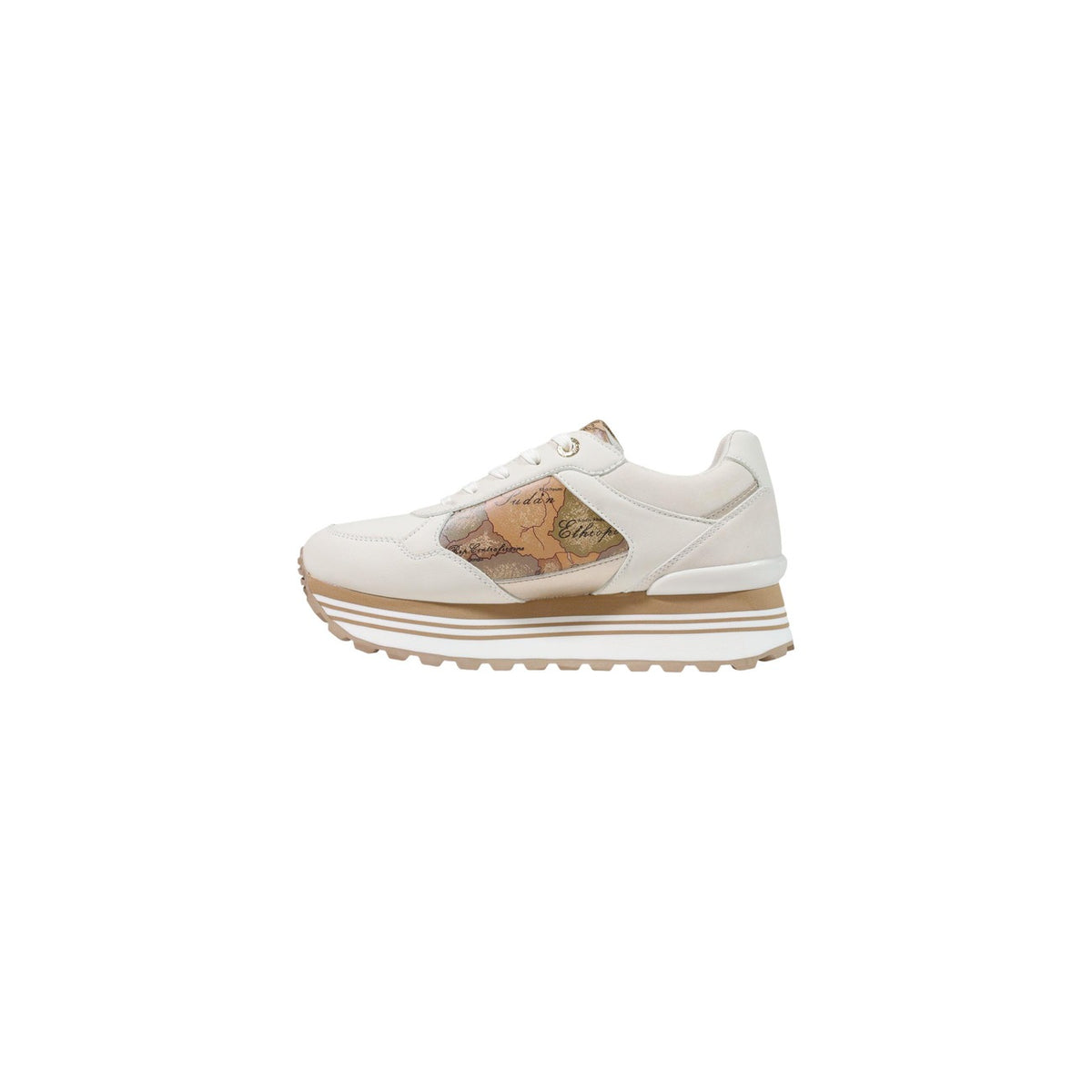 Sneakers bianche donna Alviero Martini Prima Classe – Scarpe platform con inserti Geo Classic N 2561 0289.