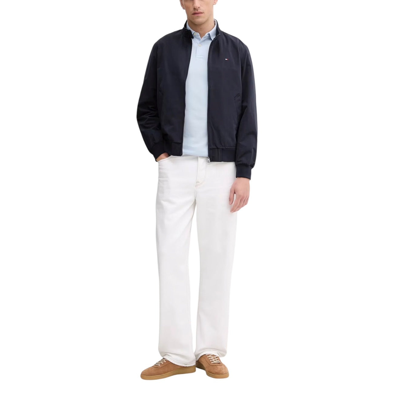 Tommy Hilfiger Polo Uomo Bianca Maniche Lunghe - Polo Cotone Organico Bottoni Colletto