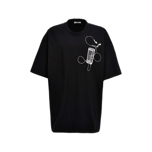 Off-white T-Shirt Uomo Nera Stampa Manica Corta Scollo Tondo 100% Cotone Primavera/Estate EBO_2118