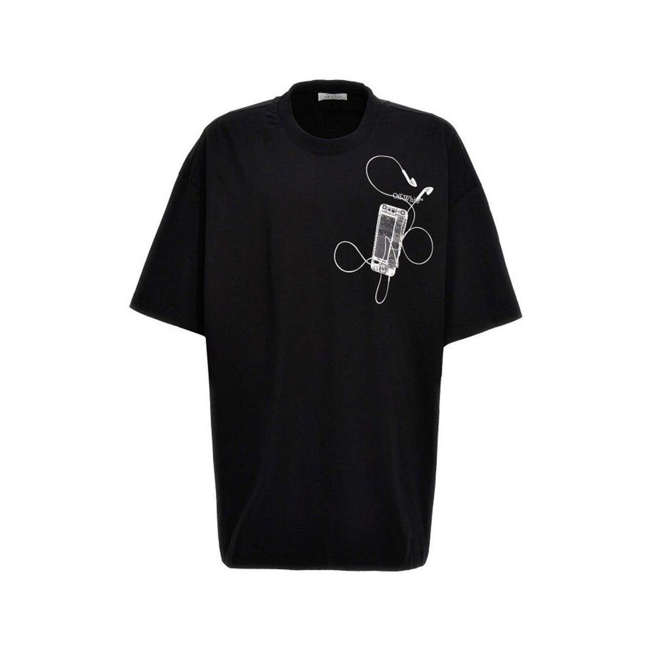 Off-white T-Shirt Uomo Nera Stampa Manica Corta Scollo Tondo 100% Cotone Primavera/Estate EBO_2118