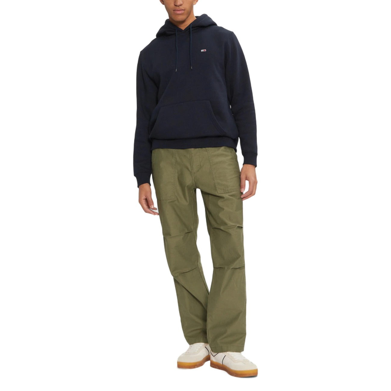 Tommy Hilfiger Jeans Felpa con Cappuccio Uomo Blu Maniche Lunghe Tasche Anteriori Cotone 80% Poliestere 20% DM0DM20742