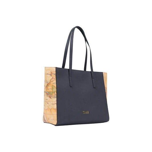 Borsa Shopper Alviero Martini Nera; Profili Geo Classic. Manici lunghi per porto a spalla, chiusura con cerniera, ampio scomparto interno. Dimensioni 29x14 cm. Stile casual-elegante adatto a tutte le stagioni. Vista laterale 