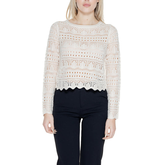 Jacqueline De Yong Maglia Donna Beige Scollo Tondo Manica Lunga Acrilico 100% Primavera Estate 15287384