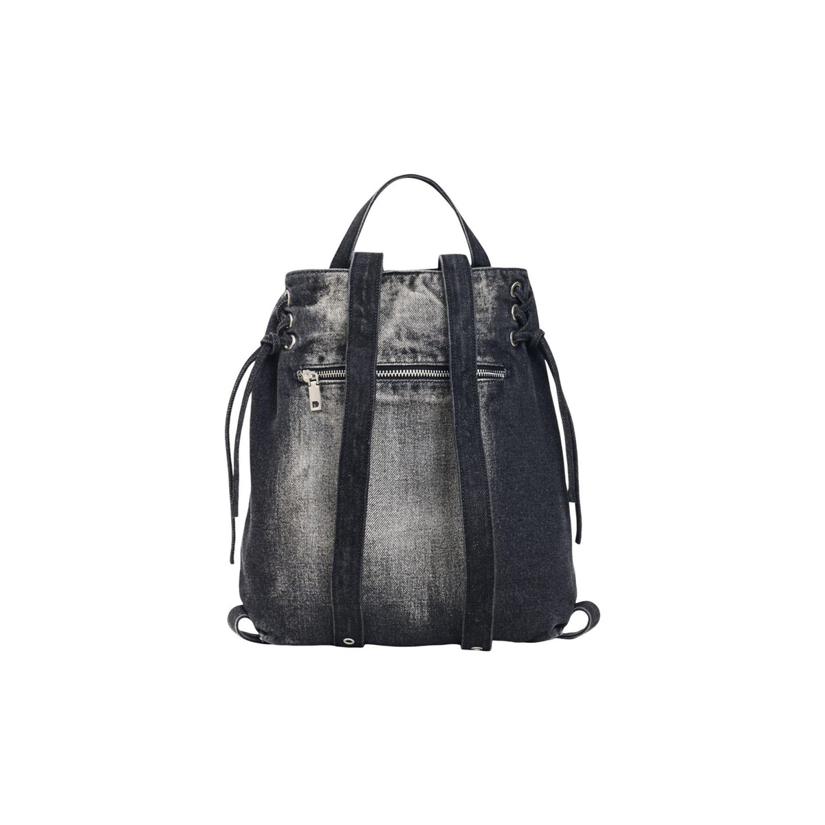 Zaino denim donna Desigual grigio scuro – Zaino imbottito con fibbia e logo Desigual 26WAKD04.
