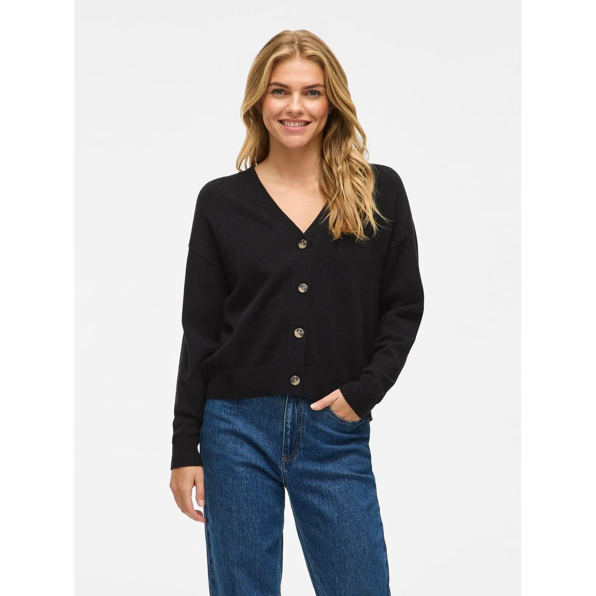 Cardigan donna Vila Clothes con scollo a V – Cardigan in maglia con bottoni tartarugati Vila 14107411.