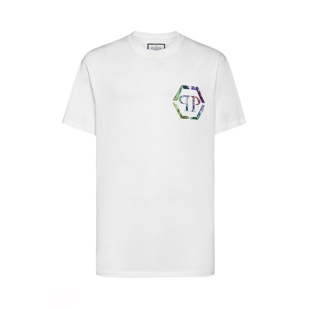Philipp Plein T-Shirt Uomo Bianca Stampa Manica Corta Scollo Tondo 100% Cotone Primavera/Estate V_28830