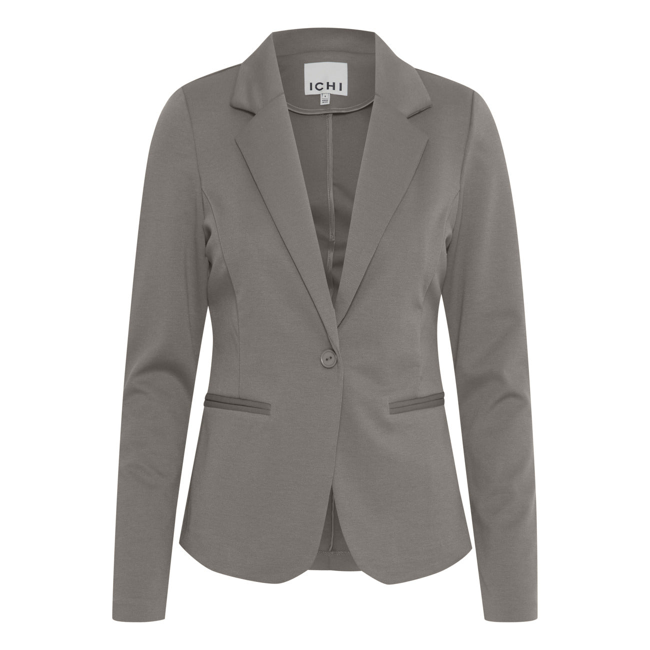 Ichi Giacca Donna Grigio Monocromo Bottoni Bavero Tasche Anteriori 74% Poliestere 22% Viscosa 4% Elastan Autunno/Inverno 20101801