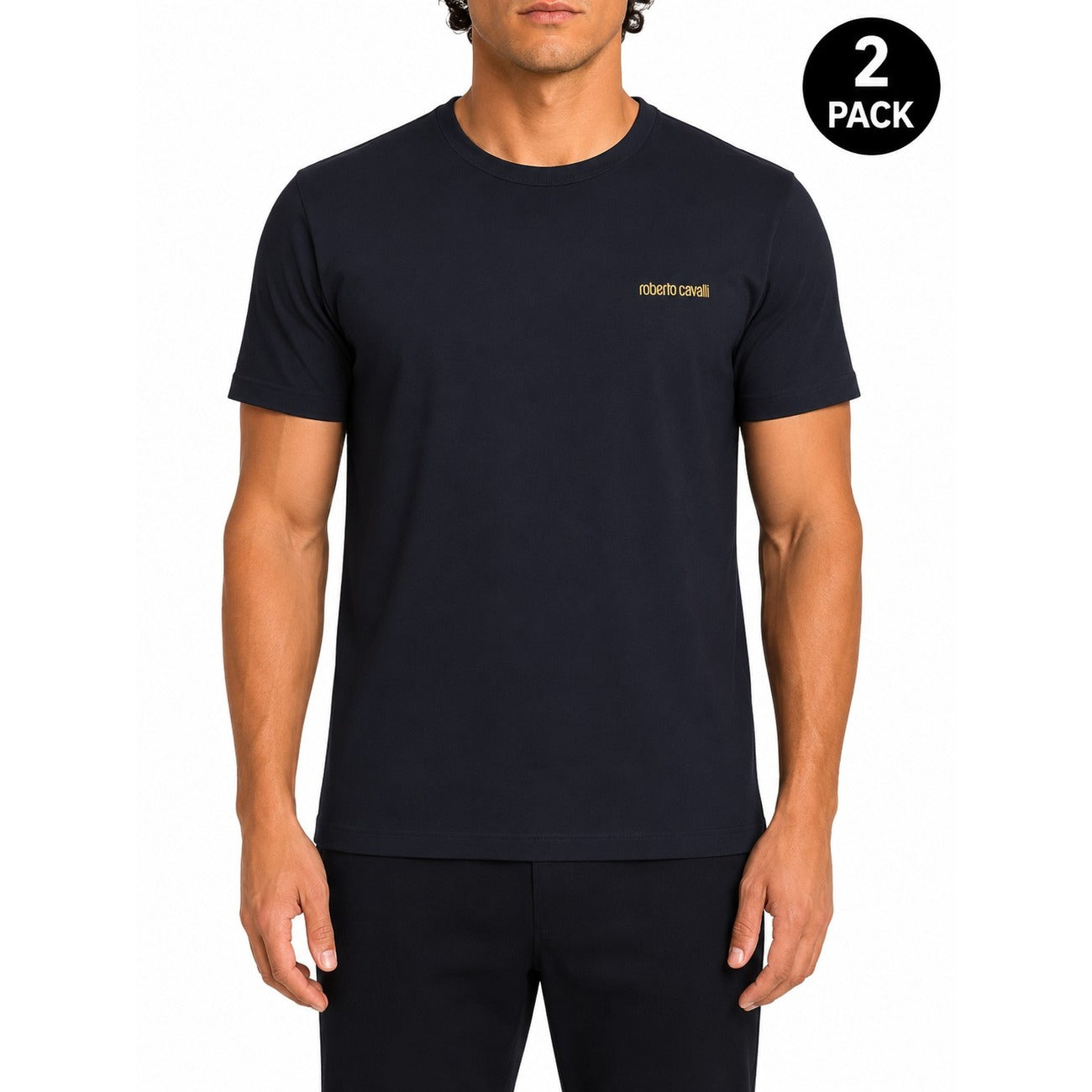 T-shirt Intima Uomo blu Roberto Cavalli Underwear; Tessuto 95% cotone e 5% elastan a maniche corte con scollo a girocollo. Taglio aderente comfort per tutte le stagioni.