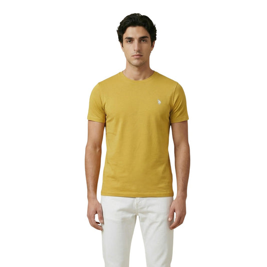 T-shirt uomo U.S. Polo Assn. modello MICK-BASIC gialla in cotone a maniche corte con logo ricamato e scollo tondo