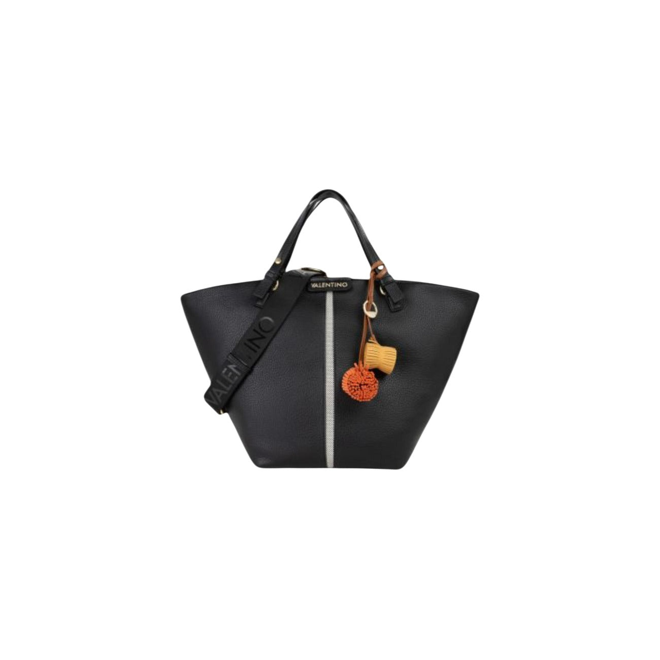 Borsa Valentino Bags VBS9OV05; 100% poliuretano soft-touch. Doppio manico, tracolla logata regolabile, charm removibili. Borsa a mano e a spalla capiente, resistente e di tendenza. Colore nero 