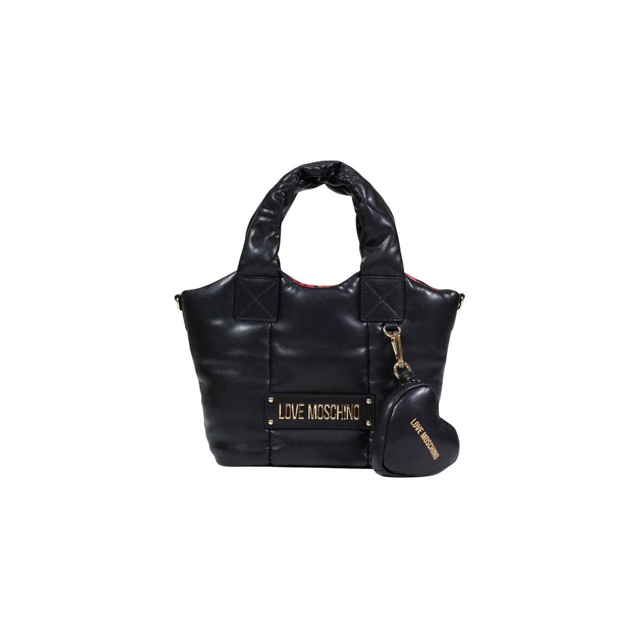 Love Moschino Borsa Donna Nera a Mano e Tracolla con Tasca Interna - Borsa Poliuretano