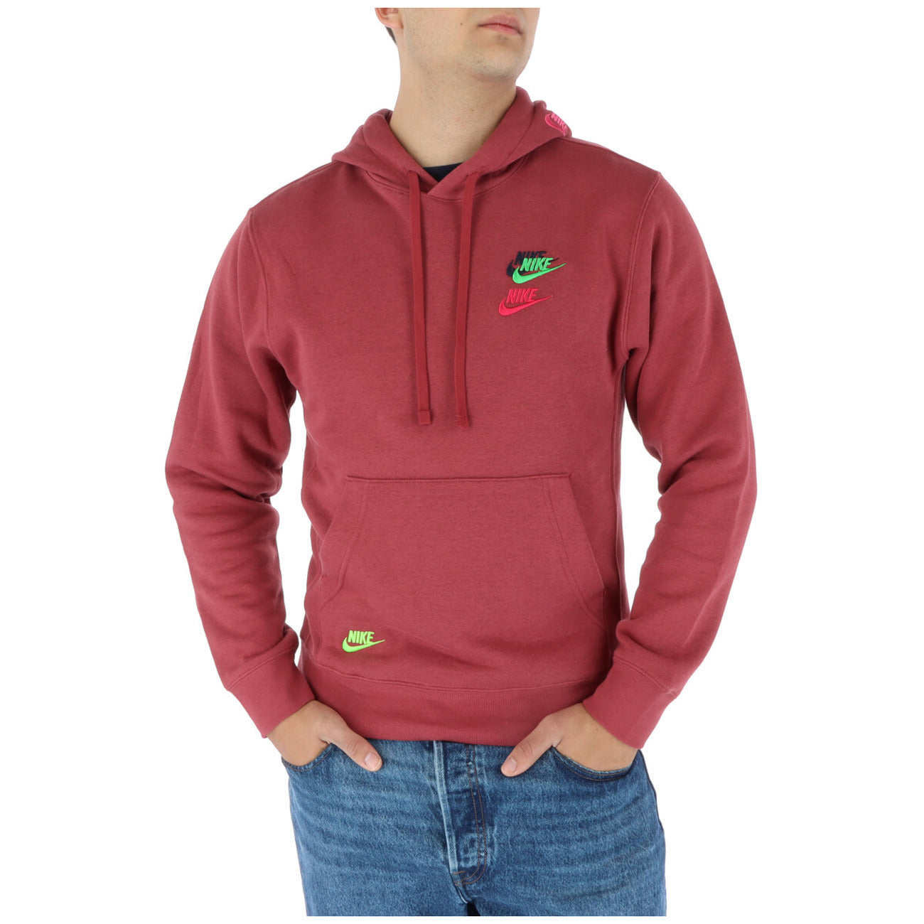Nike Felpa Uomo Rosa con Cappuccio Stampa Maniche Lunghe Tasche Anteriori in Cotone 80% Poliestere 20% Autunno/Inverno DM8882-661