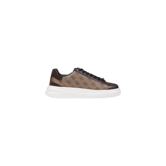 Sneakers beige uomo Guess. Scarpe da ginnastica nere in ecopelle con motivo 4G Guess, dettagli in suede, lettering logo laterale e suola in gomma.