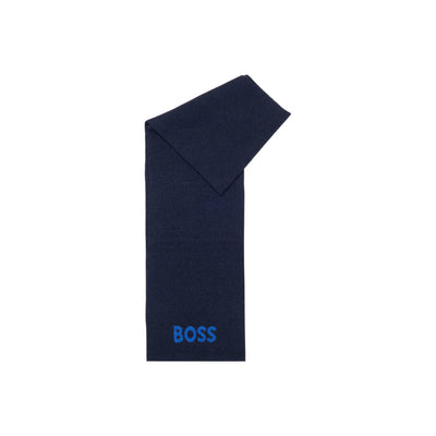 Boss Sciarpa Uomo Nera con Stampa - Sciarpa Lana Acrilico Viscosa 180x25cm Autunno Inverno