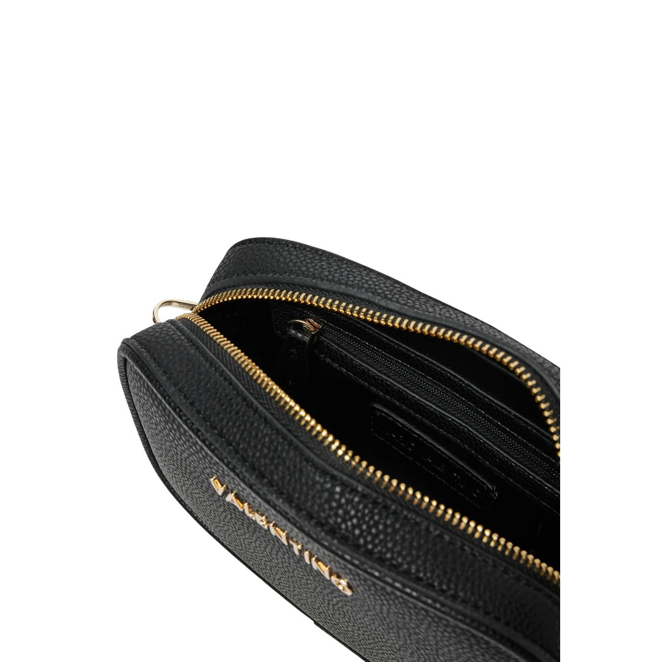 Borsa Camera Bag Piccola Nera Donna Valentino Bags Miramar; Misure 7x14x7 cm. Tessuto 100% poliuretano martellato con tracolla regolabile e chiusura a cerniera lampo. Logo metallico frontale, stile casual-chic 4 stagioni Vista aperta 