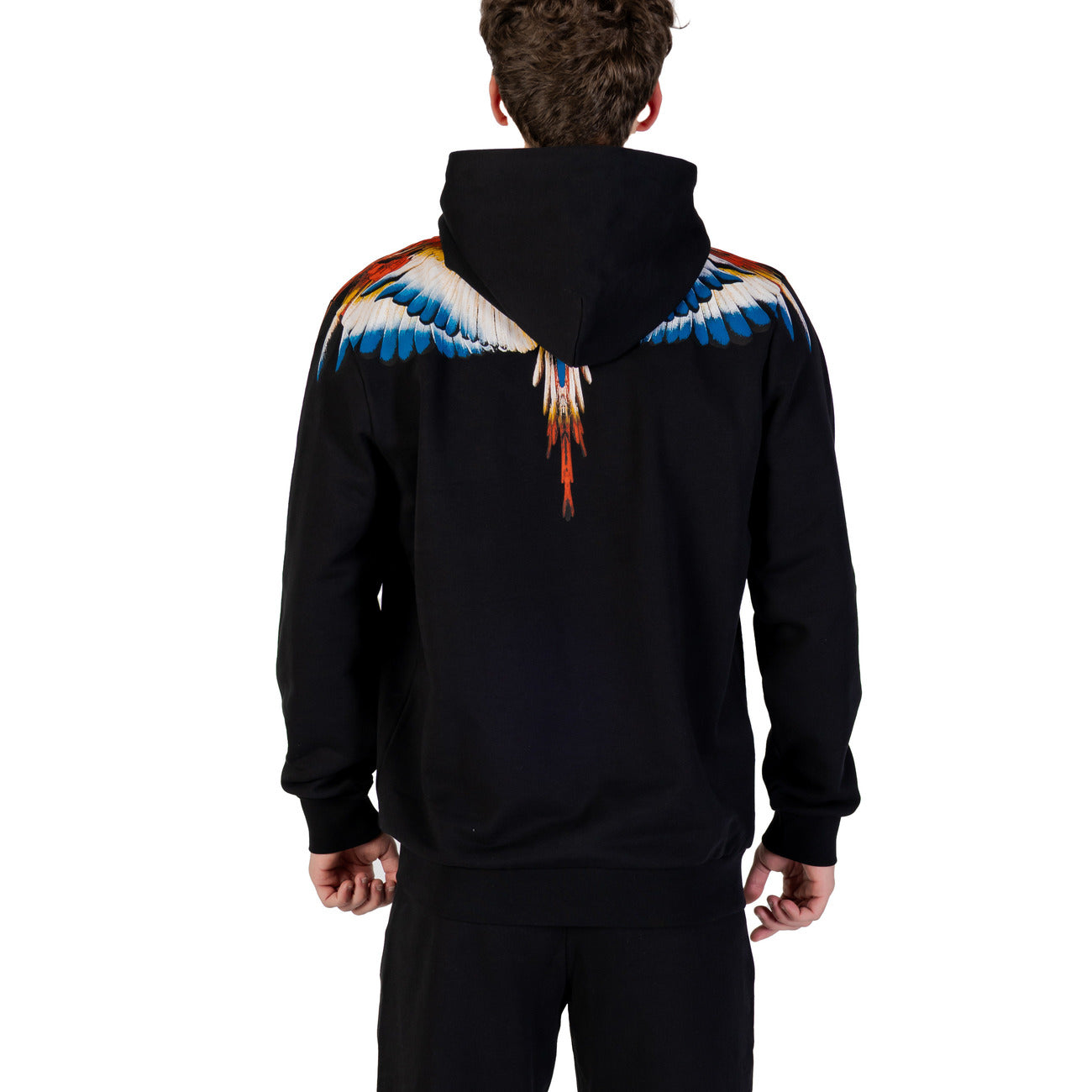 County Of Milan Felpa Uomo Nera con Cappuccio Stampa Maniche Lunghe - Felpa Cotone Tasche Anteriori