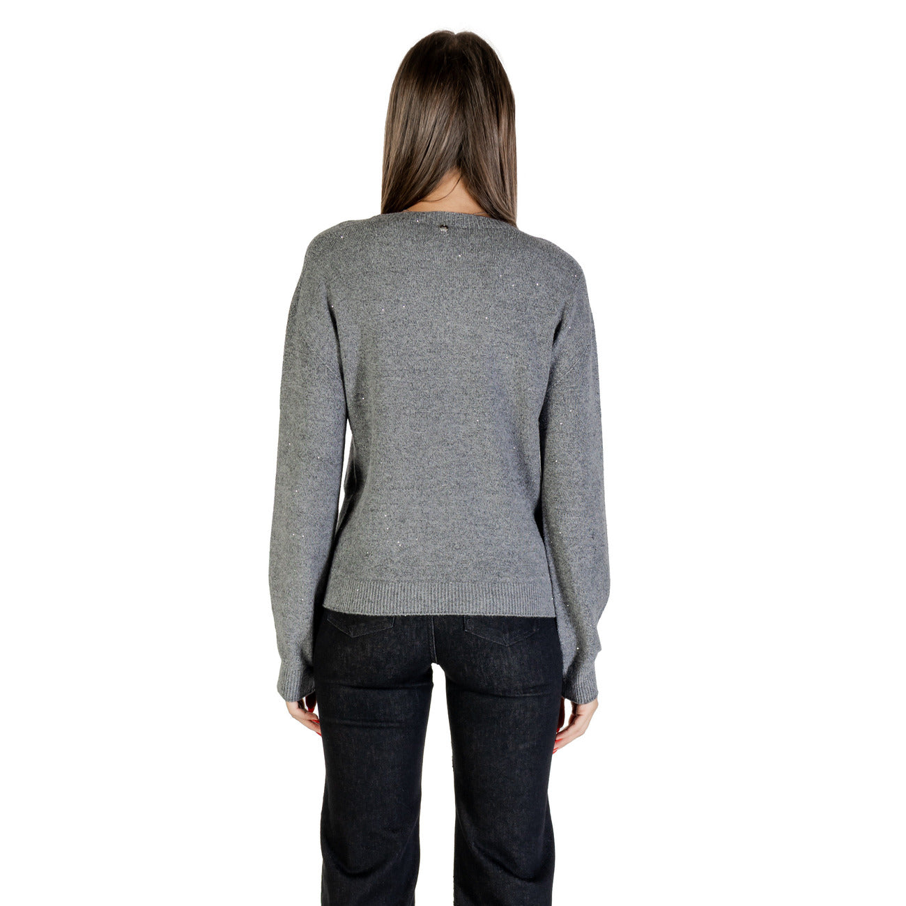 Liu Jo Maglia Donna Grigia Maniche Lunghe Scollo Tondo - Maglia Viscosa Poliestere Poliammide