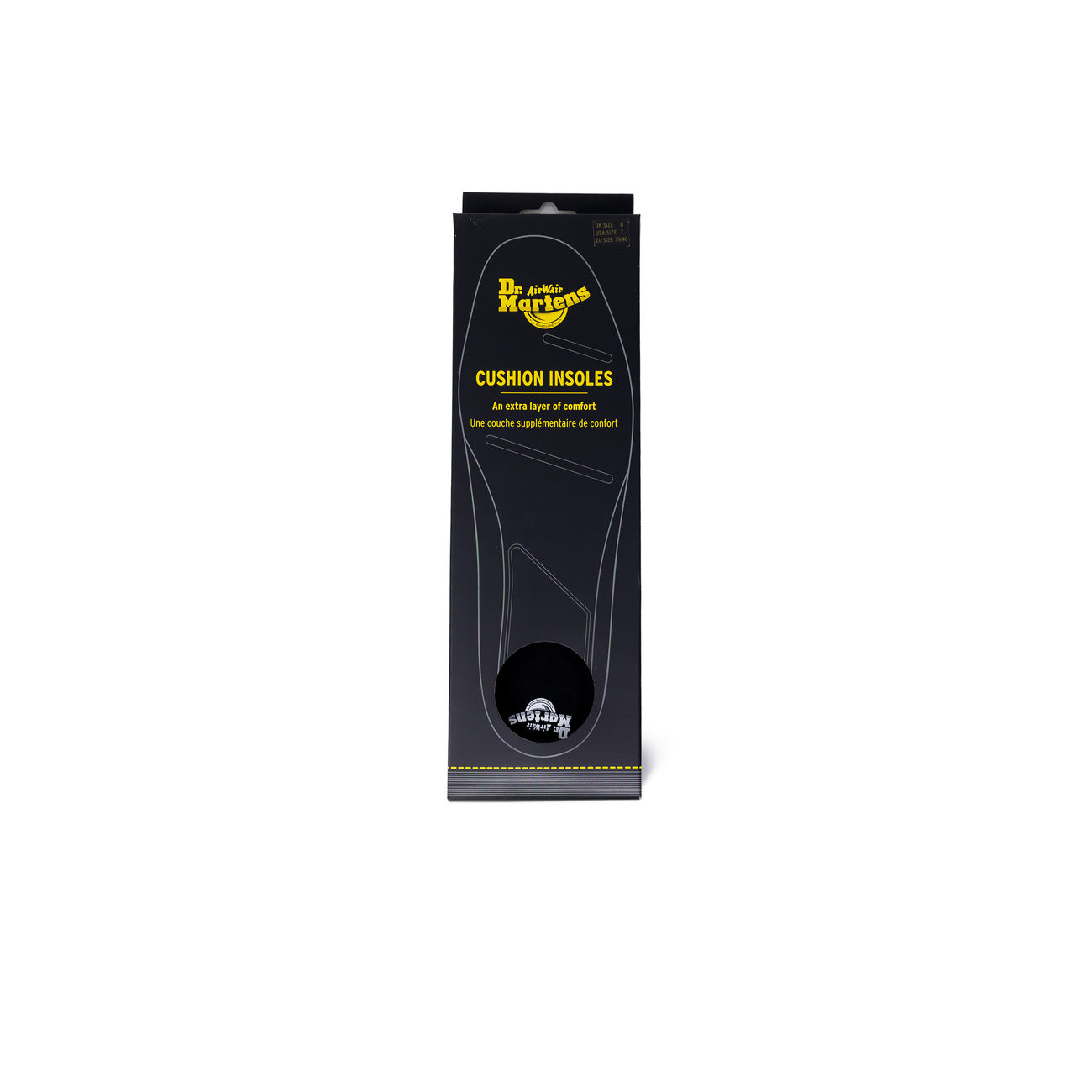 Solette Dr. Martens Cushion Wave; Nero. 100% Poliestere riciclato, ammortizzazione ondulata, tecnologia antibatterica Aegis. Sottili (0,2 cm) e traspiranti, ideali per migliorare il fit delle scarpe. Confezione 