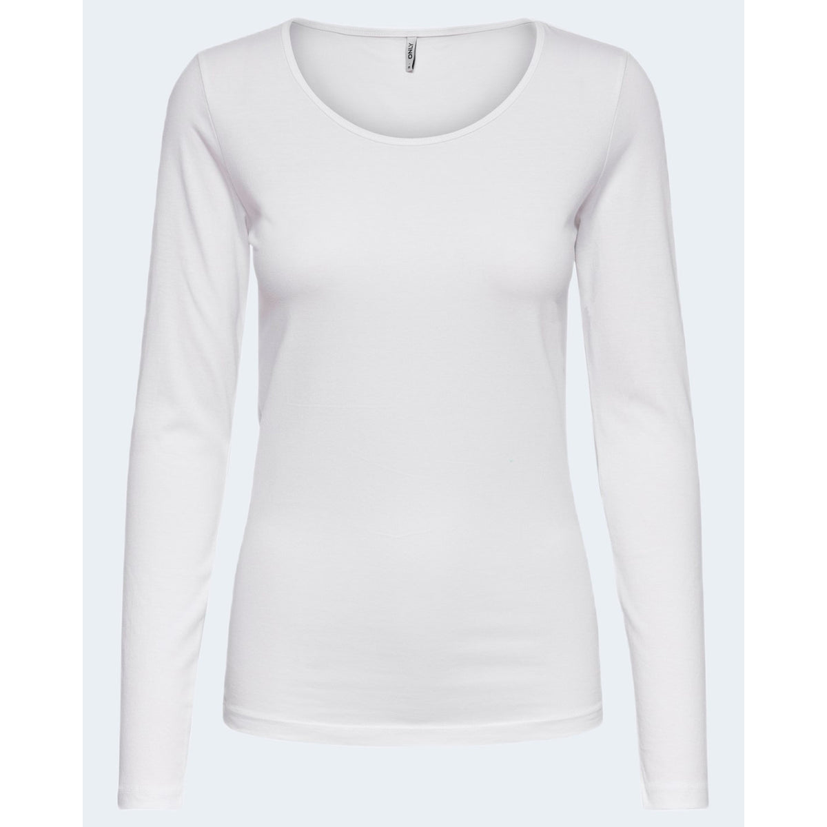 T-shirt manica lunga donna Only 15204712. Maglia paricollo stretch fit in cotone bianco e nero primavera estate.