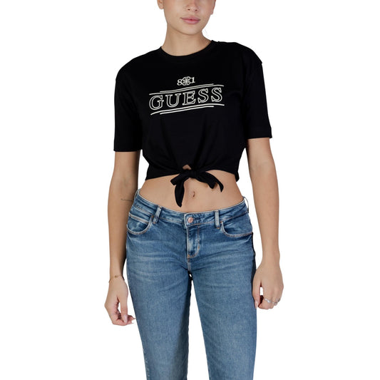t-shirt da donna nera Guess Active MARTINA CN SS T-SHIRT V6RI14 I3Z14 in 100% cotone di alta qualità, questa maglietta a maniche corte offre una vestibilità morbida e traspirante