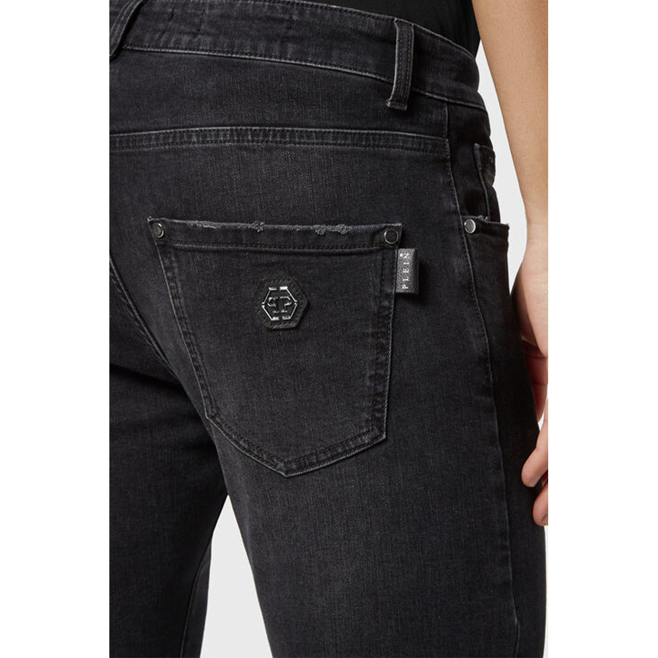 Philipp Plein Jeans Donna Neri con Zip Bottone Tasche Anteriori Posteriori in Cotone 98% Elastan 2% Autunno/Inverno EBO_2056