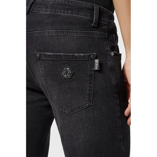 Philipp Plein Jeans Donna Neri con Zip Bottone Tasche Anteriori Posteriori in Cotone 98% Elastan 2% Autunno/Inverno EBO_2056