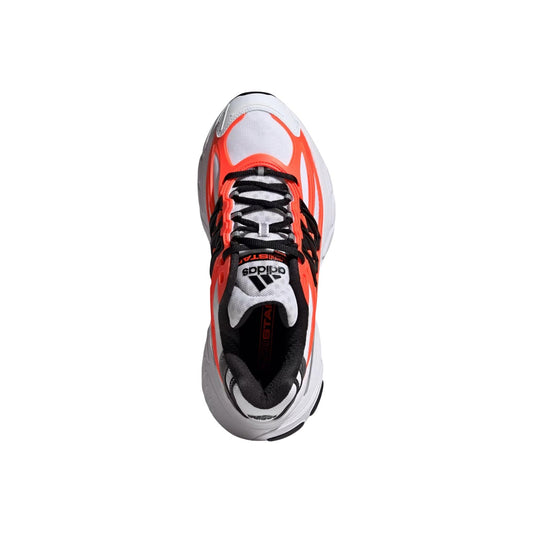 Sneakers uomo bianchi adidas Originals Adistar XLG 2.0 HQ7468. Scarpe da ginnastica traspiranti in tessuto mesh e sintetico con dettagli arancioni Solar Orange, suola ammortizzata Adiprene e cage in RPU.