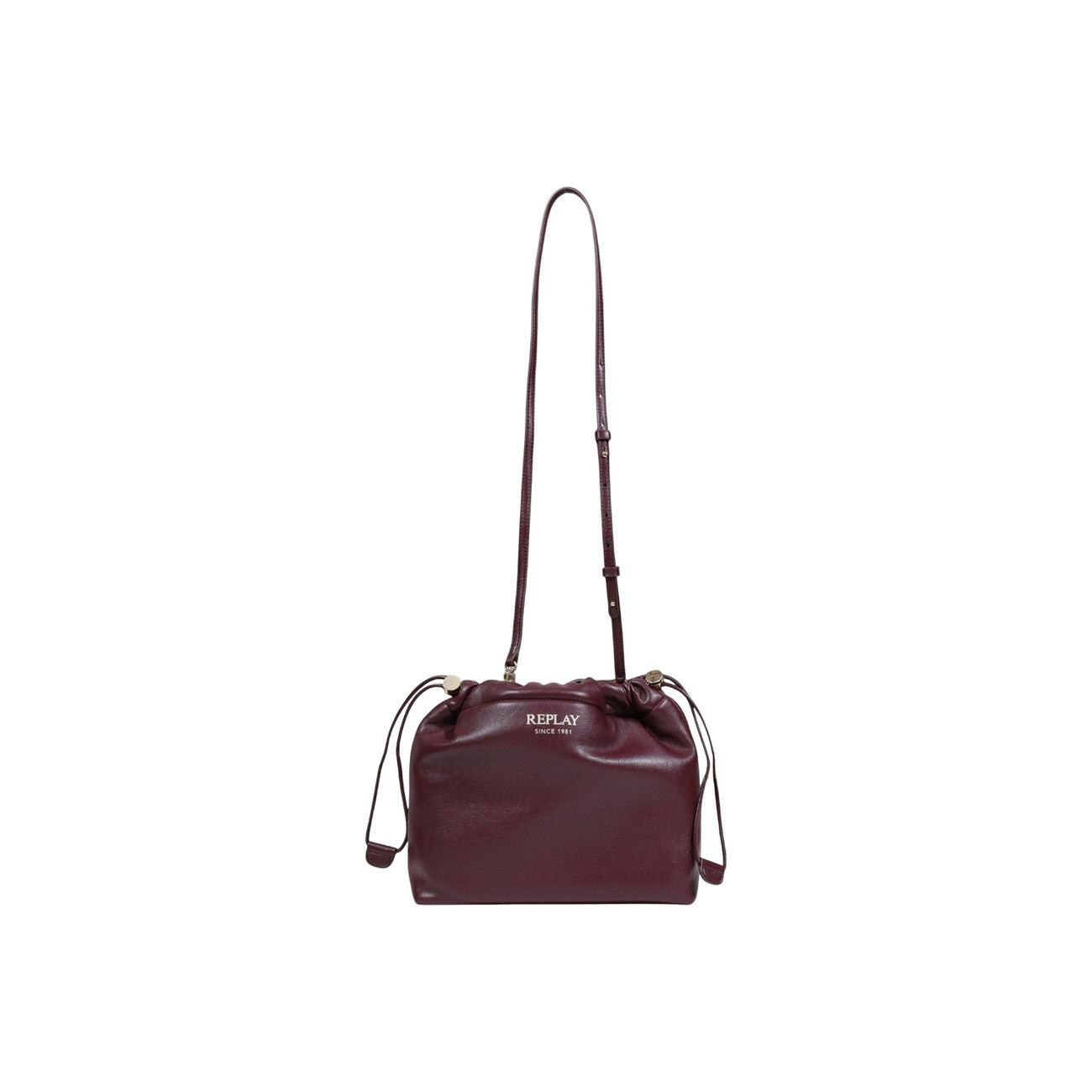 Replay Borsa Donna Bordeaux a Mano e Tracolla con Lacci Tasca Interna - Borsa Poliestere 28x25x9cm