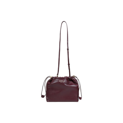 Replay Borsa Donna Bordeaux a Mano e Tracolla con Lacci Tasca Interna - Borsa Poliestere 28x25x9cm