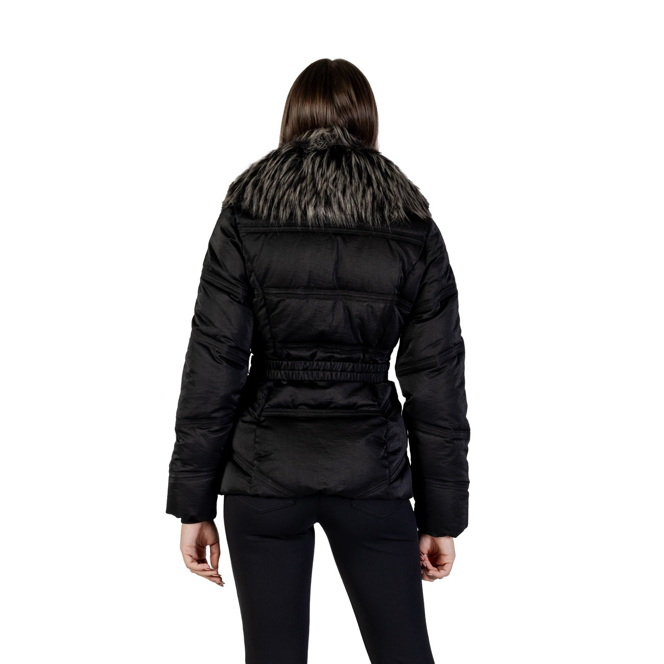 Guess Giubbotto Donna Nero Cerniera Manica Lunga Scollo Tondo Tasche Autunno Inverno W5BL32 WG092