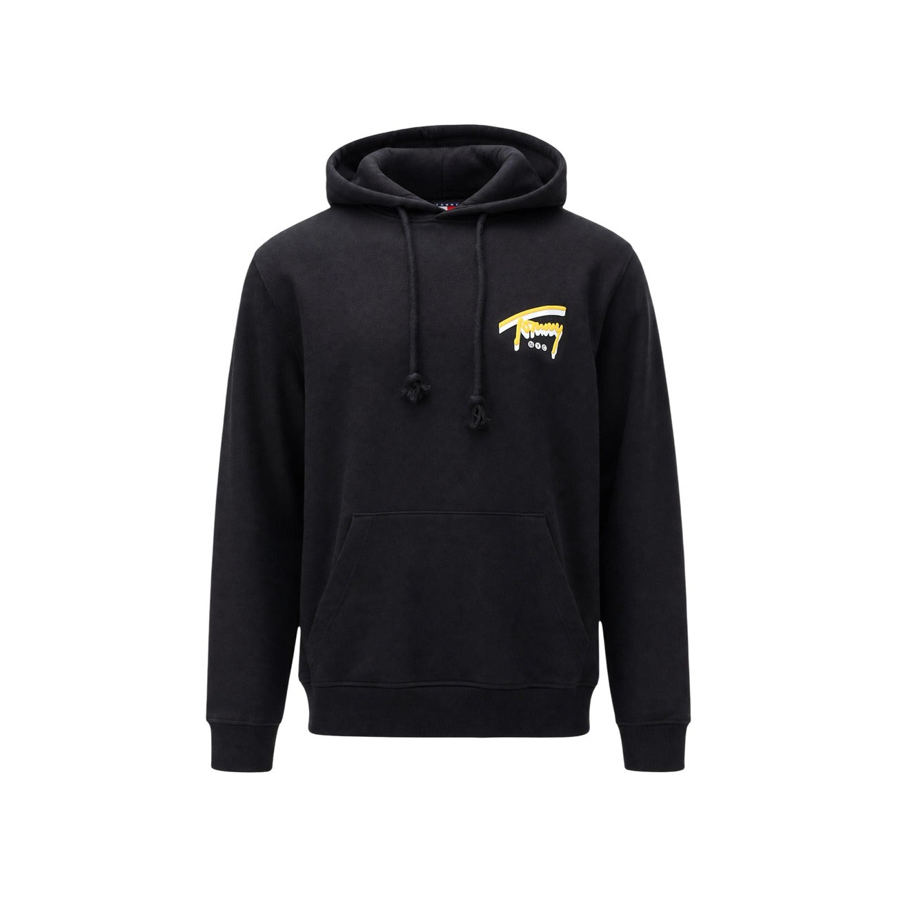 Felpa Tommy Hilfiger Jeans uomo nera DM0DM23583 graffiti NYC. Felpa in cotone con cappuccio, tasca a marsupio frontale e grafica logo Tommy street art stampata sul petto e sul retro, abbigliamento casual uomo.