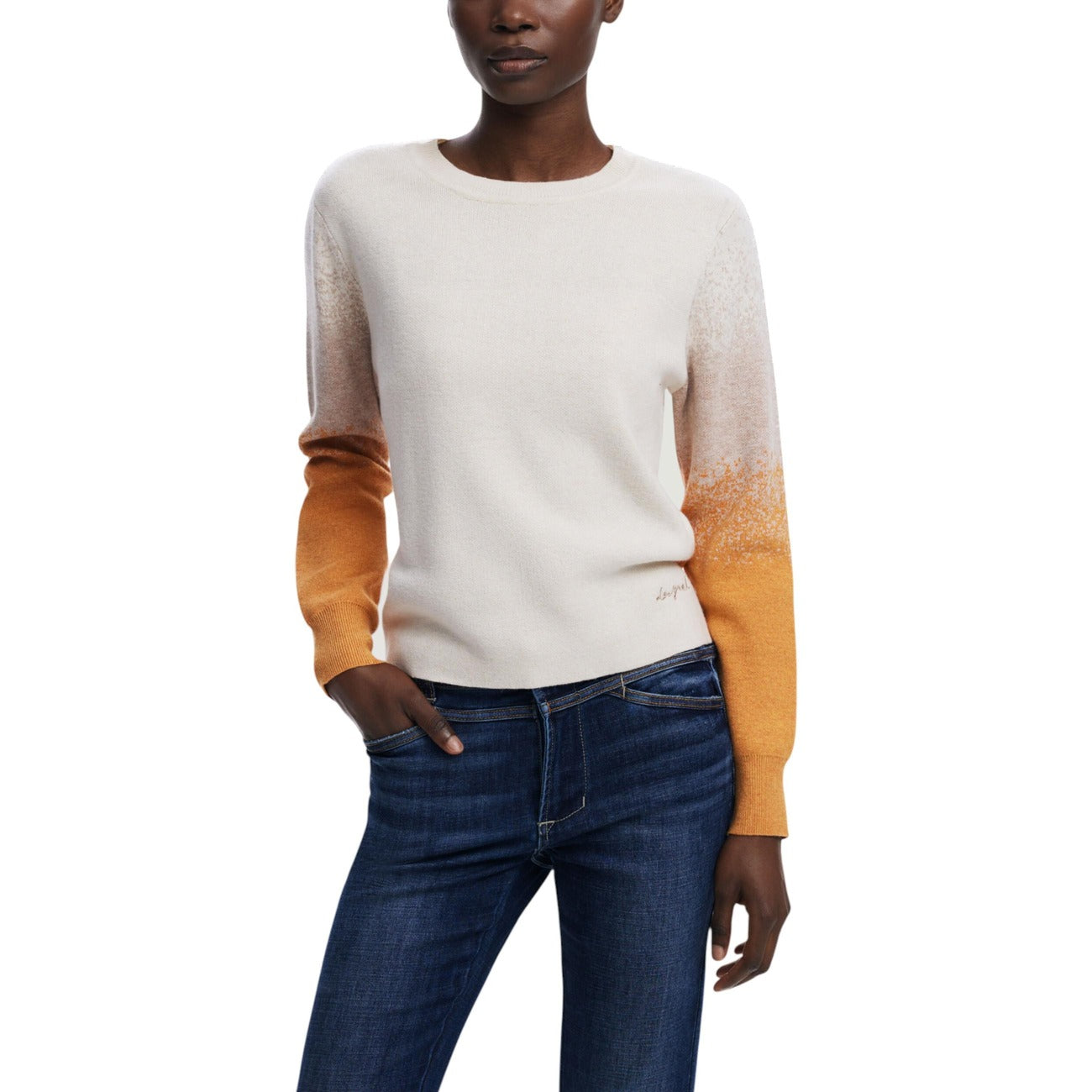 Desigual Maglia Donna Beige Colorata in 39% Viscosa 30% Poliestere 26% Poliammide 5% Lana a Manica Lunga Scollo Tondo 25WWJF24