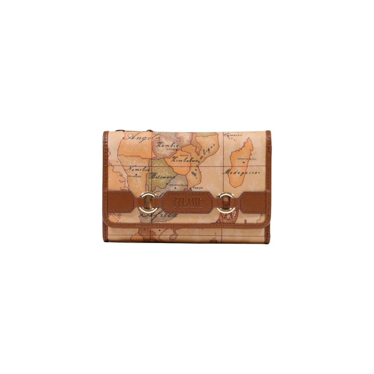 Portafoglio medio donna Alviero Martini Prima Classe – Portafoglio marrone stampa Geo Classic con zip L PQ57 S578.