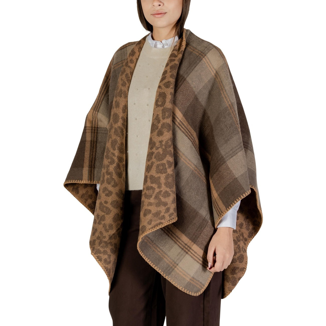 Pieces Sciarpa Donna Marrone - Sciarpa Acrilico Poliestere