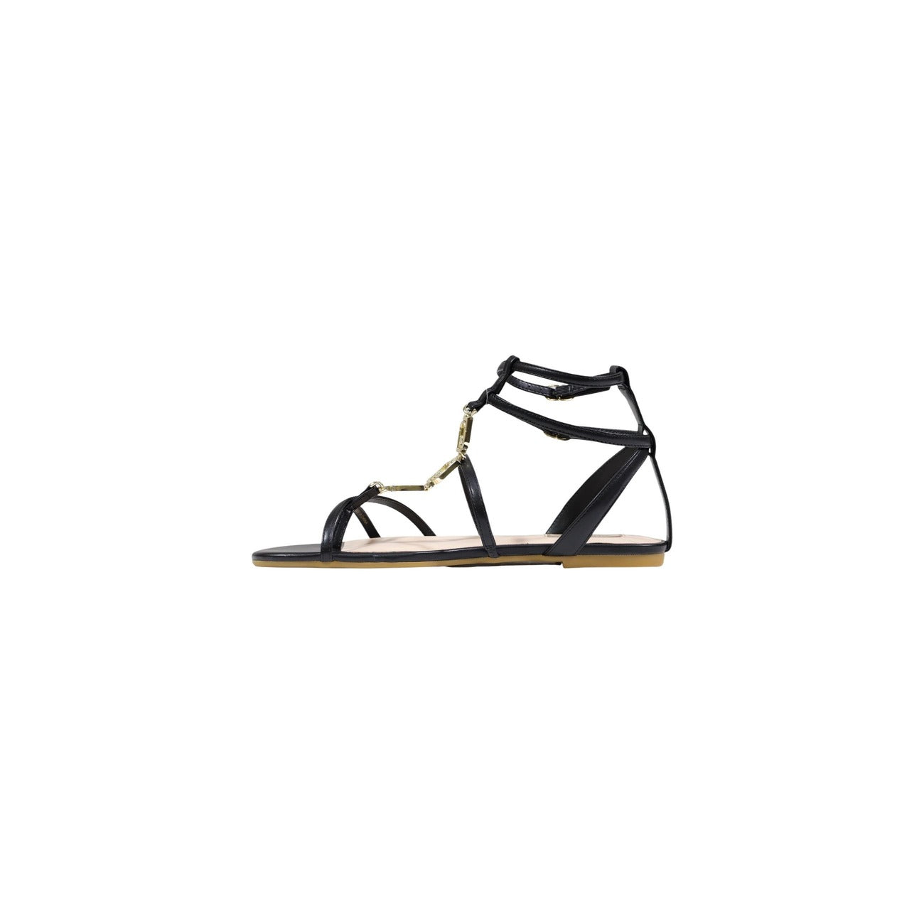Liu-Jo Sandy 09 Sandal SA6123EX014, sandali neri bassi con cinturini intrecciati e doppia fibbia; struttura leggera in PU di alta qualità, stile versatile per la stagione primavera-estate. 