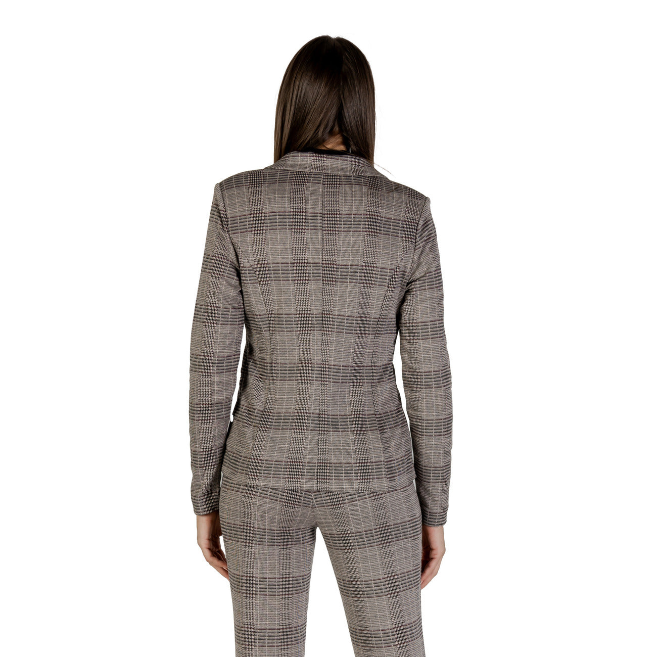 Ichi Giacca Donna Grigia a Quadri - Giacca Bottone Maniche Lunghe Autunno Inverno