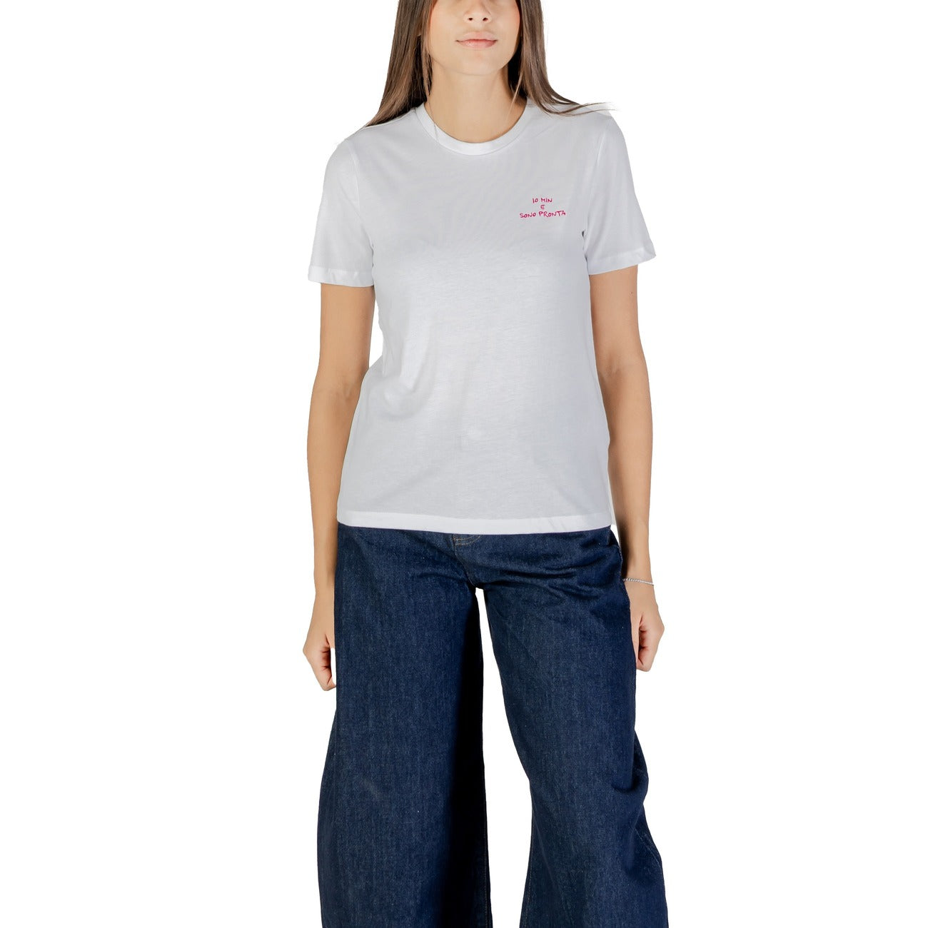 Only T-Shirt Donna Bianca Manica Corta Scollo Tondo 100% Cotone Primavera/Estate 15373449