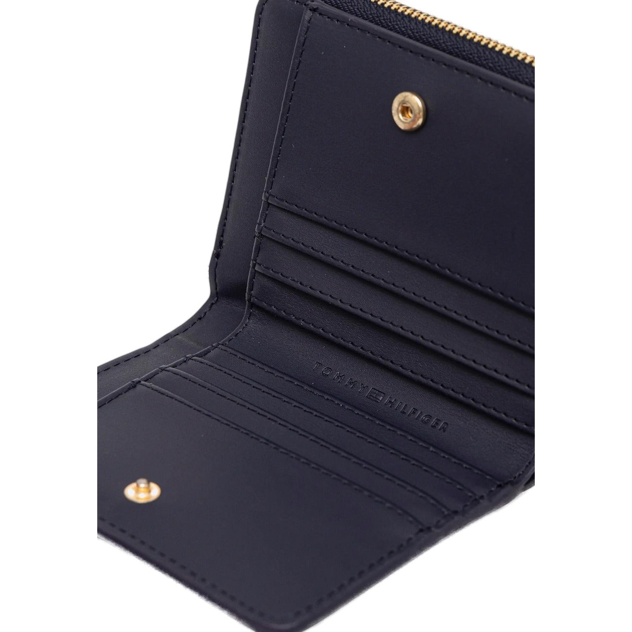 Portafoglio Tommy Hilfiger donna nero con cerniera zip around logo - vista interno aperto
