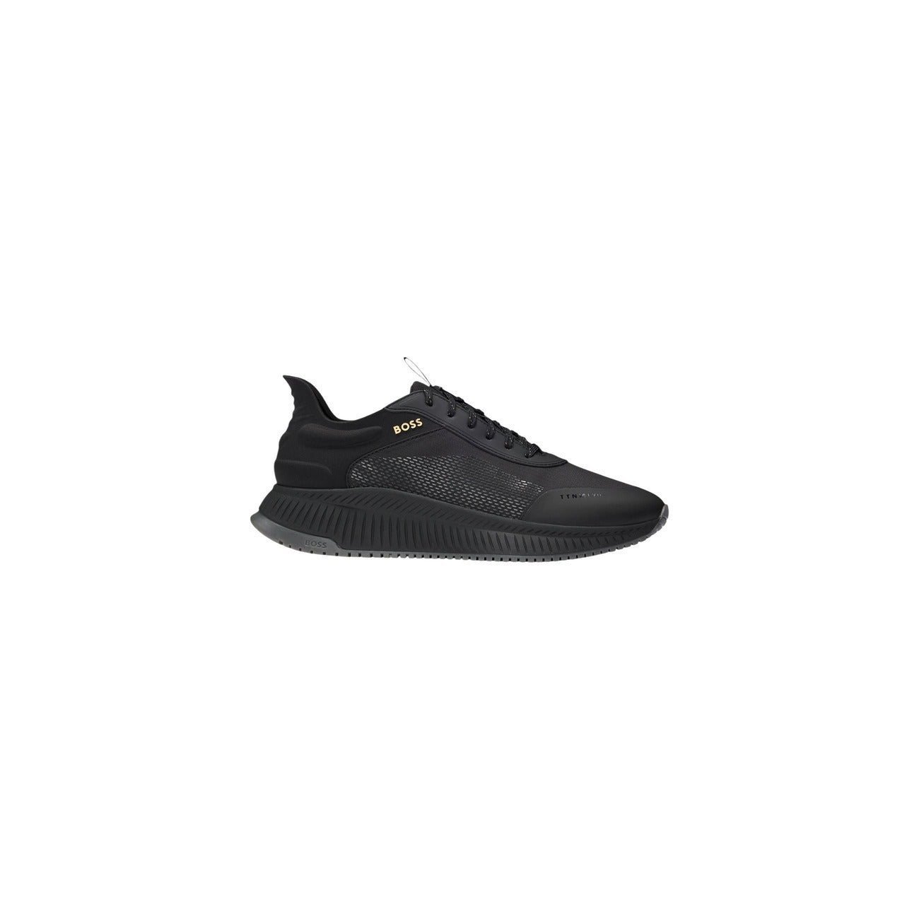 Sneakers Boss uomo nere con lacci scarpe basse sportive - vista laterale