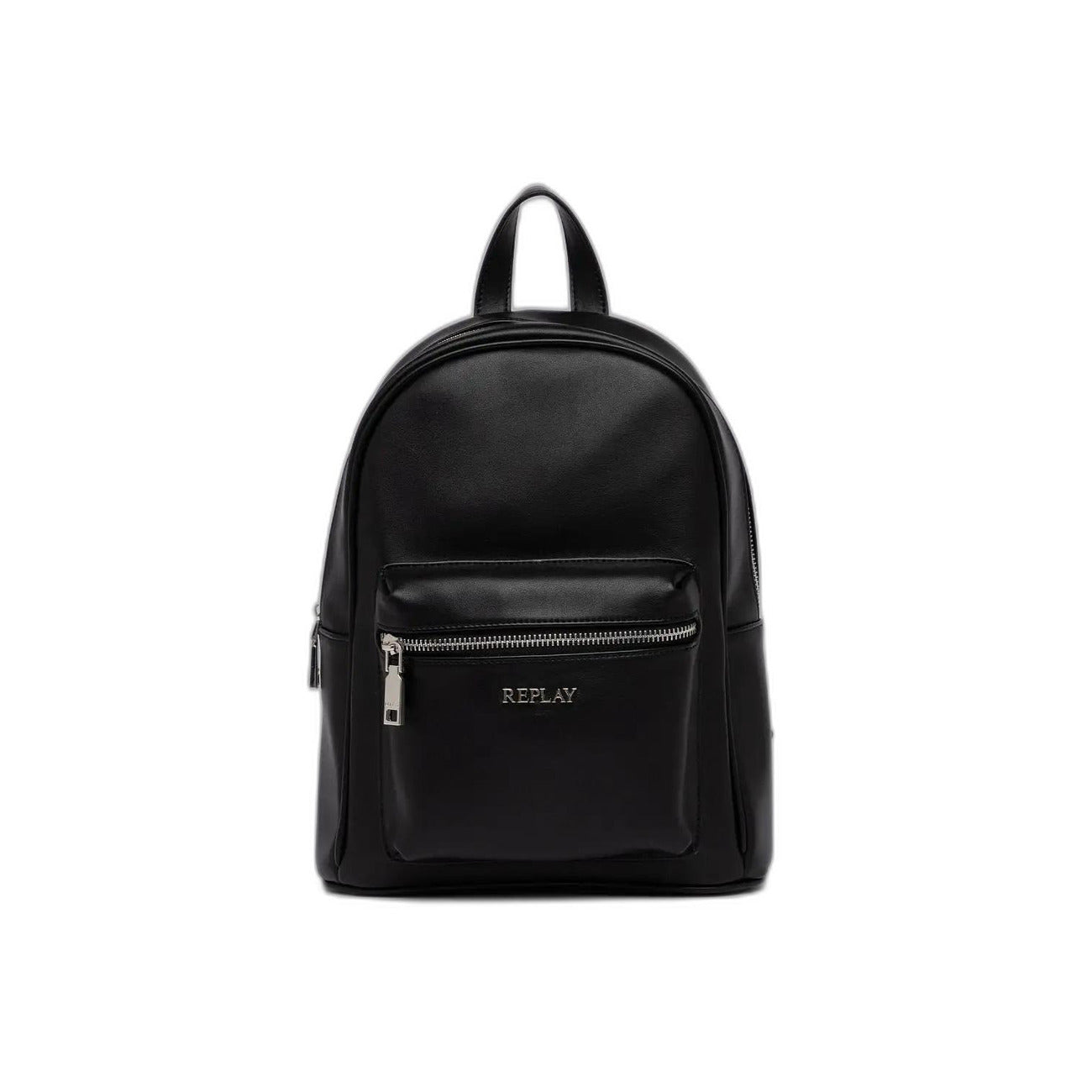 Replay Zaino Donna Nero Monocromo con Cerniera Tasche Zip - Zainetto Poliestere Poliuretano 32x23x10.5