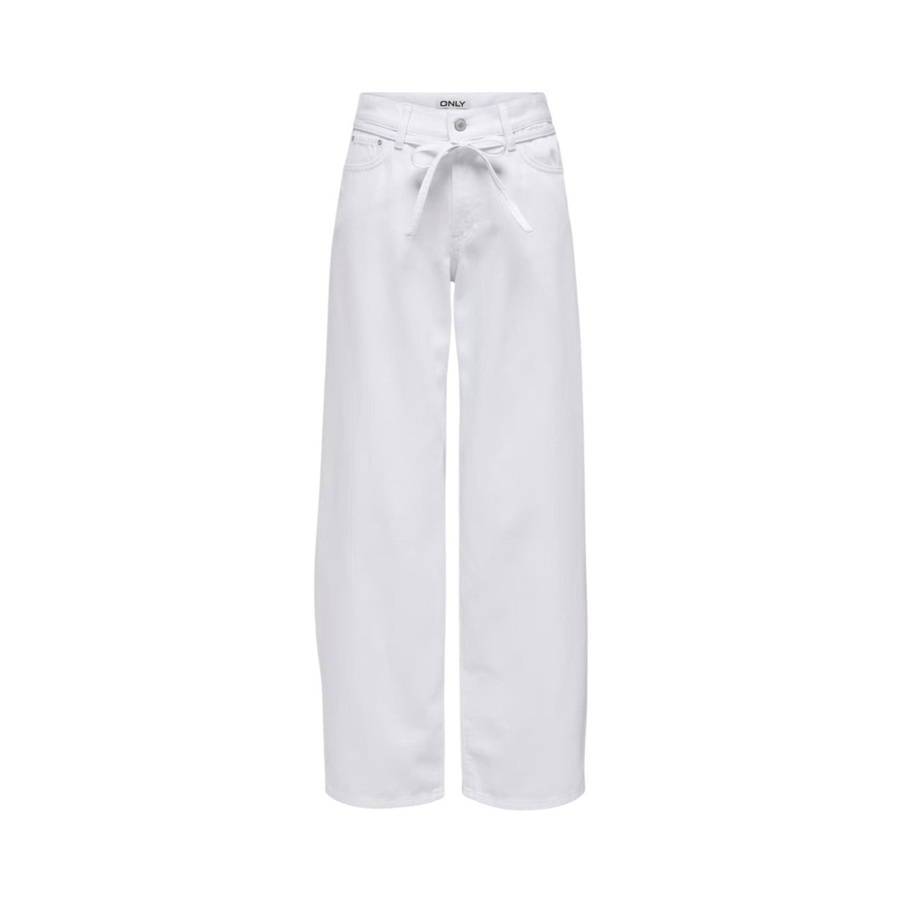 Jeans bianchi Only donna Balloon Fit 15363227. Jeans a vita media in 100% cotone denim bianco con cintura in coordinato, 5 tasche, taglio morbido a palloncino, pantaloni jeans estivi traspiranti Primavera/Estate.