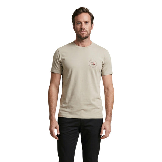 T-shirt uomo Calvin Klein Jeans beige in cotone 100% a maniche corte con scollo tondo